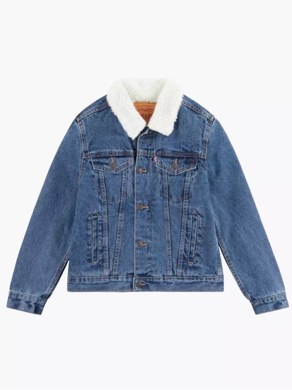 Levi's Blue Denim Jacket with White Sherpa Collar
